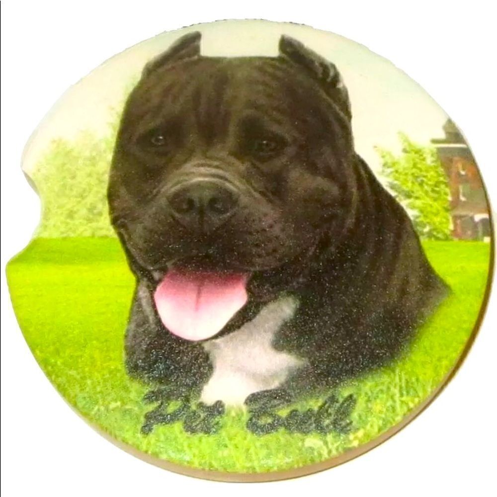 BLACK PIT BULL Absorbent Stone CAR Coaster by E&S Pets. 
BNWT